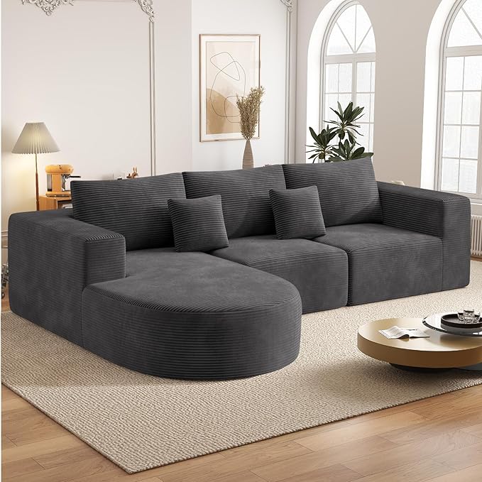 Boneless Couches for Living Room,Cloud Sectional Couch with L-Shape Chaise,Modern Modular Sofa with Deep Seat Upholstered Comfy Couches for Bedroom,No Assembly Required,1PCS