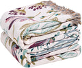 LUTBM Boho Throw Blanket for Couch Sofa Chair Cotton Spring Blankets for Bedroom Living Room All Season Lightweight Reversible Floral Embroidery Throws 50"x60"