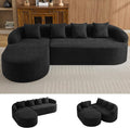 105.5" Boneless Curved Couch, L Shaped 4-Seater Cloud Couch with Deep Seat Chaise, Oversized Curved Sofa, Modular Sectional Couches for Living Room, No Assembly Needed, Black