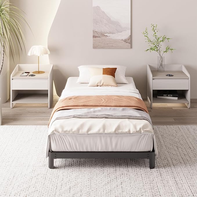 Yicensen 6 Inch Low Twin Bed Frames No Box Spring Needed, Heavy Duty Metal Twin Size Platform Bed Frame with Rounded Corner Legs, Easy Assembly, Noise Free, Black
