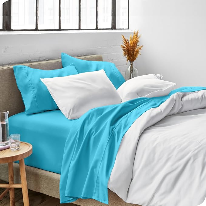 Bare Home King Sheet Set - 1800 Ultra-Soft Microfiber King Bed Sheets - Double Brushed - Deep Pockets - Easy Fit - 4 Piece Set - Bedding Sheets & Pillowcases (King, Aqua)