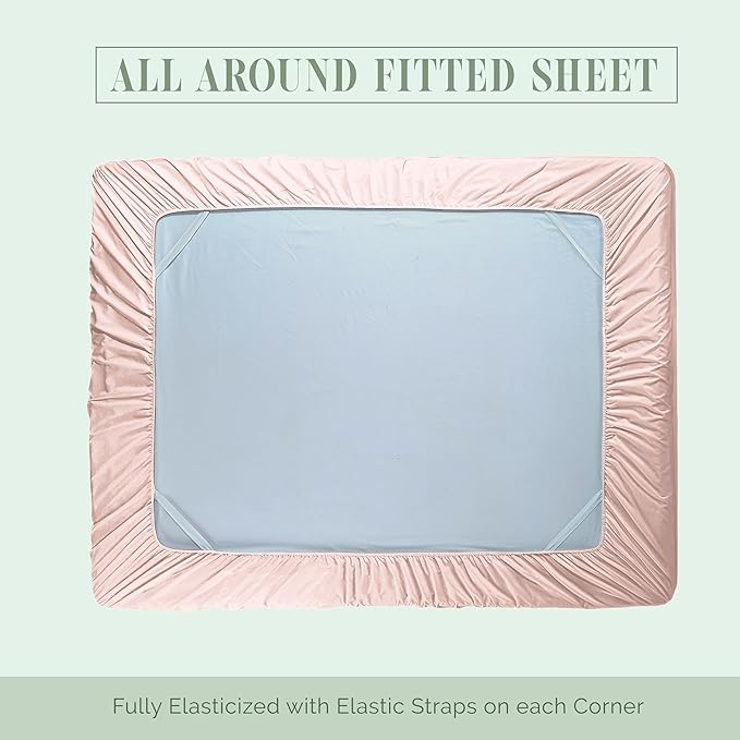 Elegant Comfort 1500 Premium Hotel Quality 18-24 Inches Deep - Extra Deep Pocket Single Fitted Sheet for High Mattress, Luxury and Softest, Smart Pocket - Wrinkle Free, King, Blush Pink
