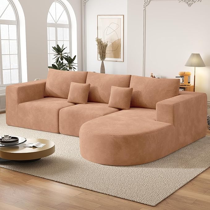 Boneless Couches for Living Room,Cloud Sectional Couch with L-Shape Chaise,Modern Modular Sofa with Deep Seat Upholstered Comfy Couches for Bedroom,No Assembly Required,1PCS