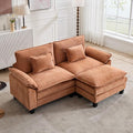 86" Modular Sectional Sofa, Comfy Cloud Couch Sectional Sofa with Ottoman, Chenille Sofa Sleeper Deep Seat Sofa with Throw Pillows for Living Room (Orange, 86"- L Shape)