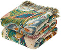 LUTBM Boho Throw Blanket for Bed Cotton Spring Blankets Twin Size for Bedroom Living Room All Season Lightweight Botanical Floral Embroidery Quilt for Couch Sofa Chair 60"x80" Home Decor