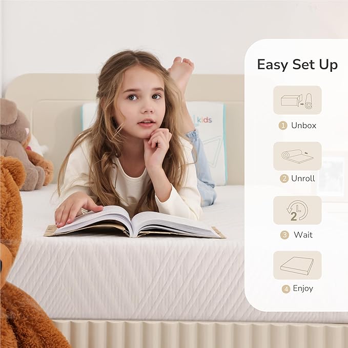 MLILY Twin Mattress in a Box, 12 inch Mattresses Made in USA for Kids Bed Single Size Daybed Individual Bunk, Green Tea Memory Foam Mattress for Cool Sleep & Pressure Relief, Medium Firm
