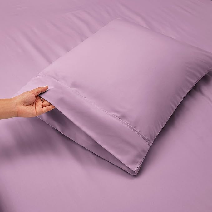 Hearth & Harbor Extra Deep Pocket Queen Sheets Sets - Fits Mattress 18-24 Inches Deep - Extra Deep Pocket Sheets - 6 Piece Queen Size - Lavender Dream