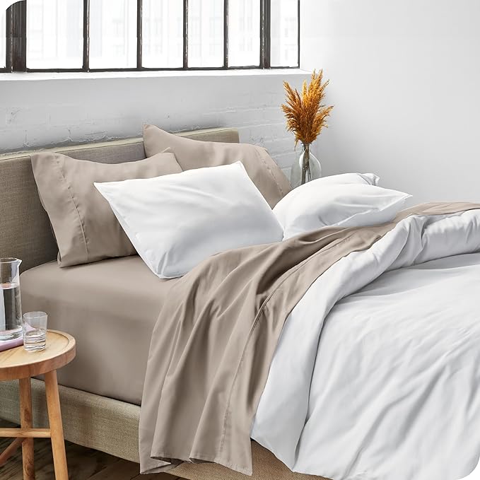 Bare Home Twin XL Sheet Set - 1800 Ultra-Soft Microfiber Twin Extra Long Bed Sheets - Double Brushed - Deep Pockets - Easy Fit - 3 Piece Set - Bedding Sheets & Pillowcases (Twin XL, Khaki)