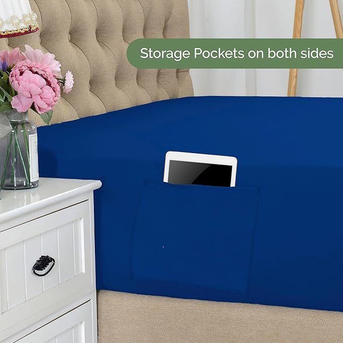 Elegant Comfort 1500 Premium Hotel Quality 18-21 Inches Deep - Extra Deep Pocket Single Fitted Sheet for High Mattress, Luxury and Softest, Smart Pocket - Wrinkle Free, Twin/XL, Royal Blue