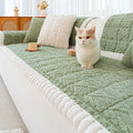 Sofa Pad, Plush Couch Cover Washable for Pet, Non-Slip Warm Couchs Cover, Funny Fuzzy Pet Couch Covers for Sofa, Sofa Slipcovers Furniture Covers for L Shaped(Green, 27.6"x 82.7")