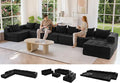 MAXYOYO Modular Sectional Sofa Couch, Foldable Oversized U Shaped Cloud Couch with Pillows, Tufted Boneless Sleeper Lounger Floor Sofa Bed for Living Room, No Assembly Required, Black