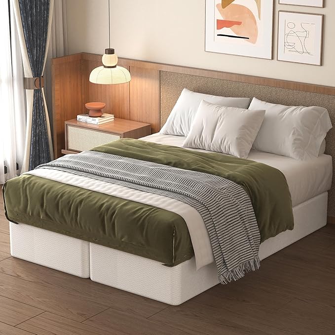 Lutown-Teen 9 Inch Split Full Size Box Spring Bed Base, 3500lbs Heavy Duty Metal High Profile Box Spring Full Size Bed Mattress Foundation with Fabric Cover, Noise-Free, Non Slip, Easy Assembly