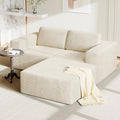 Vesgantti 80" Modular Sectional Sofa, Corduroy Cloud Couch with Deep Seats & Spring Support, Compact 2 Seater Boneless Couch, L-Shaped Modular Sofa for Small Spaces, Apartments, No Assembly, Beige