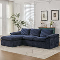 105.6”L Shape Modular Sectional Couch for Living Room, Modern Cloud Sectional 3 Seat Sofa with Oversized Chaise, Woven Texture Upholstery Boneless Couch (Blue, Left Facing Chaise)