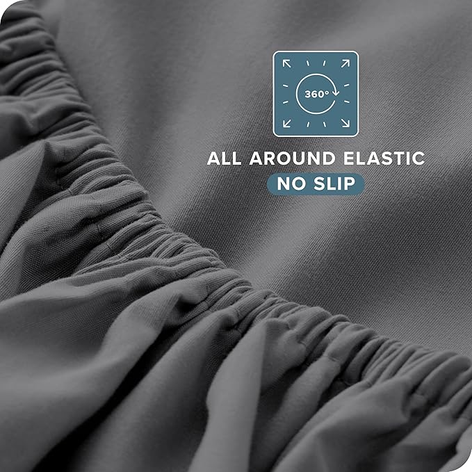 Bare Home Short Queen Sheet Set - 1800 Ultra-Soft Microfiber Bed Sheets - Double Brushed - Deep Pockets - Easy Fit - 4 Piece Set - Bedding Sheets & Pillowcases (Short Queen, Grey)