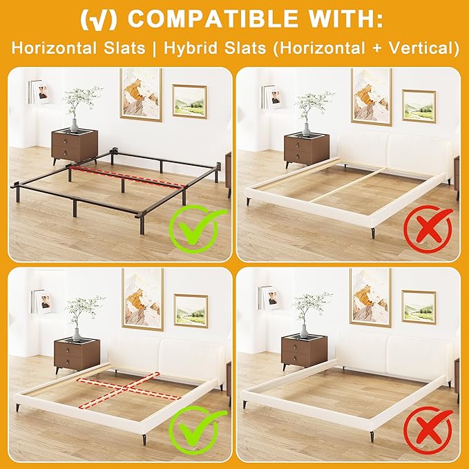 Lutown-Teen 4 Inch Split California King Box Spring, Heavy Duty Metal Cal King Box Spring Mattress Foundation with Fabric Cover, Easy Assembly, Noise Free