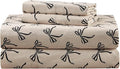 Comfort Spaces 100% Cotton Sheets Twin XL, Breathable, Naturally Cool Cotton Sheets, Cotton Bed Sheets with 12" Elastic Pocket Fits up to 14" Mattress, All Seasons Sheet Set, Bow Black/Taupe 3 Piece
