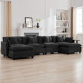 147'' Modualr Sectional Cloud Deep Seat Couch, Oversized Chenille U Shaped Sectional Sofa for Living Room Set, Comfy Upholstered Modular Sectional Sofa Couch with 2 Movable Ottoman, Dark Grey
