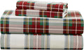 Comfort Spaces 100% Cotton Sheets Twin XL, Breathable, Naturally Cool Cotton Sheets, Cotton Bed Sheets 12" Elastic Pocket Fits up to 14" Mattress, All Seasons Sheet Set, Scottish Plaid Red 3 Piece