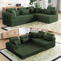 106" L-Shaped Modular Boneless Couch, 2-Piece System (2×70.87"), Convertible Sectional to 141.7" Straight Sofa, Corduroy Couch in a Box, Headrest & Back Pillows for Living Room, Forest Green