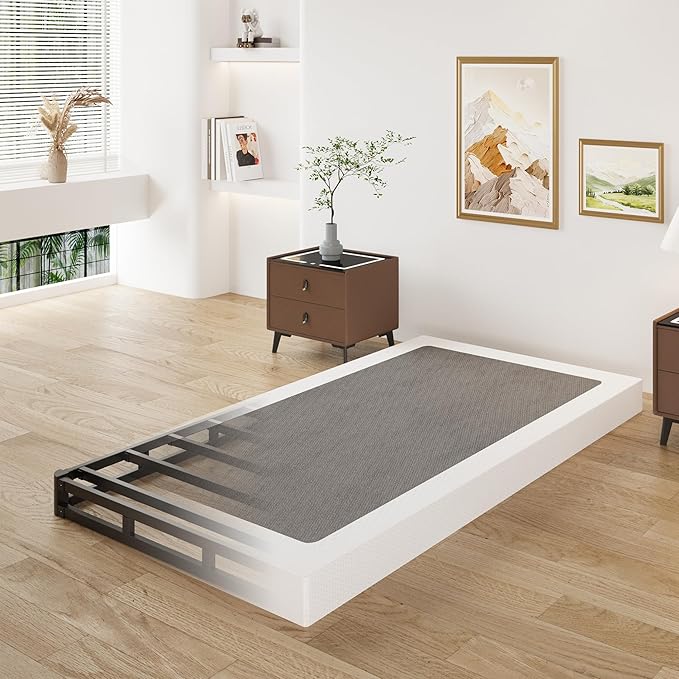 Lutown-Teen 3 Inch Twin XL Box Spring Low Profile, Heavy Duty Metal Box Spring Twin XL Bed Base with Fabric Cover, Mattress Foundation, Noise Free, Easy Assembly