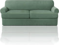 PrinceDeco T Cushion Sofa Slipcover 3 Pieces Sofa Covers for T Cushion Couch Soft Couch Cover Sofa Slip Covers (70"-88") Furniture Covers with 2 Individual T Shape Seat Cover, Loden Frost