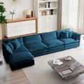 mikibama Modular Sectional Sofa, 146.5 Inch L Shaped Couch Set for Living Room, 4-Seater Comfy Cloud Couches with Movable Ottoman, DIY Combination, Chenille, Blue