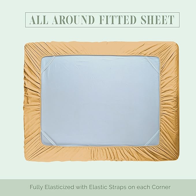 Elegant Comfort 1500 Premium Hotel Quality 18-24 Inches Deep - Extra Deep Pocket Single Fitted Sheet for High Mattress, Luxury and Softest, Smart Pocket - Wrinkle Free, California King, Gold