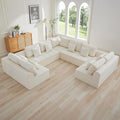 140''Modular Sectional Couches for Living Room, Cloud Boneless Compressed Sectional Sofa, Oversized U Shaped 9 Seater Upholstered Memory Foam Sofa, No Assembly, Chenille Beige