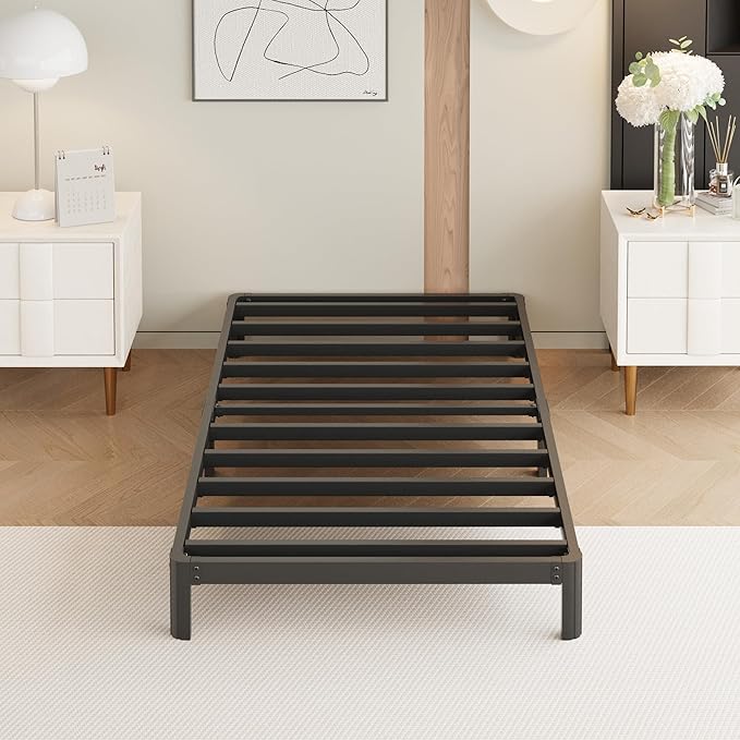 Yicensen 9 Inch Twin Bed Frames with Rounded Corner Legs, Heavy Duty Metal Twin Size Platform Bed Frame No Box Spring Needed, Easy Assembly, Noise Free, Black