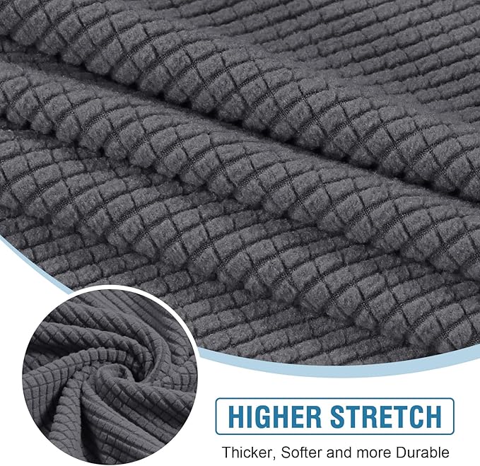 H.VERSAILTEX Sectional Couch Covers 3 Pieces Sofa Seat Cushion Covers L Shape Separate Cushion Couch Chaise Cover for Both Left/Right Sectional Couch (Seat Only: 1 Chaise + 2 Sofa, Grey)