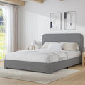 BarnFurin Full Size Bed Frame with Headboard, Boucle Upholstered Platform Bed Frame, Soft Rounded Corners, No Box Spring Required, Non-Slip and Noise-Free, Easy Assembly, Light Grey