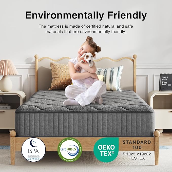 Novilla Mattress Queen Size 8 Inch, Queen Hybrid Mattress with Gel Infused Memory Foam Layer & Pocketed Coils for Balanced Firm Comfort & Cushioned Pressure Relief Mattresses in a Box