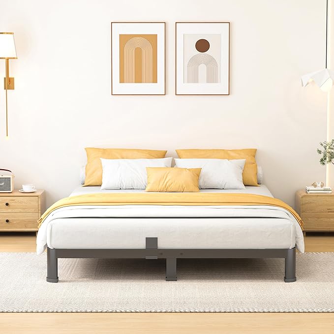 Superay 10 Inch King Size Metal Platform Bed Frame with Round Corners, Storage Space Under High Bed Frame-Heavy Duty Steel Slats Support, Noise Free - Easy Assembly - No Box Spring Needed