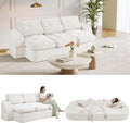 MeMoreCool Cloud Couch Boneless 3-Seater Sofa Bed – Beige Corduroy Convertible Floor Couch with Tufted Cushion, No Assembly Foldable Sleeper for Living Room, Apartment and Small Spaces