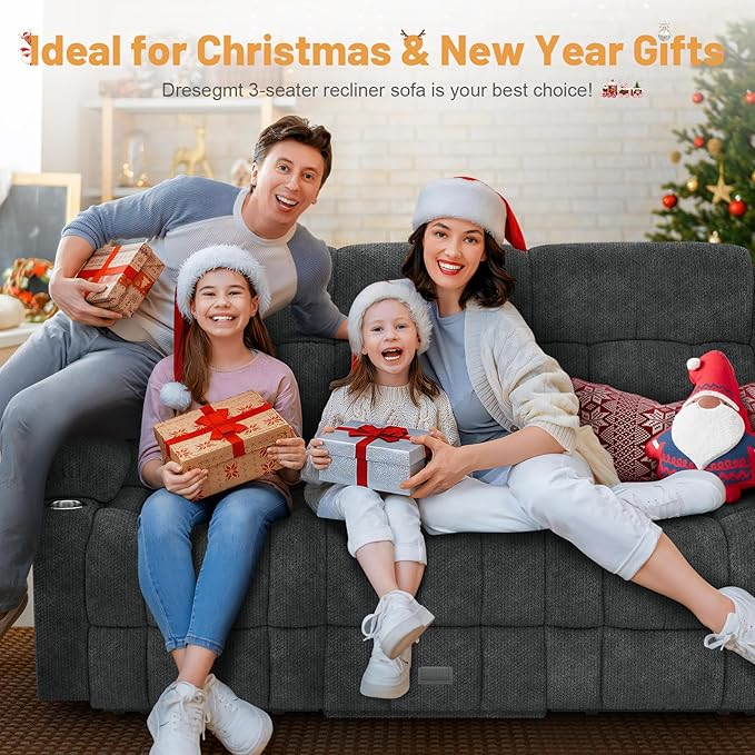 Loveseat Recliner Sofa Set, Flip Middle Backrest Design 3 Seater Reclining Sofa and 2PC Single Oversized Recliner Chair, Manual Couches for Living Room/RV (Gray,3+1+1)