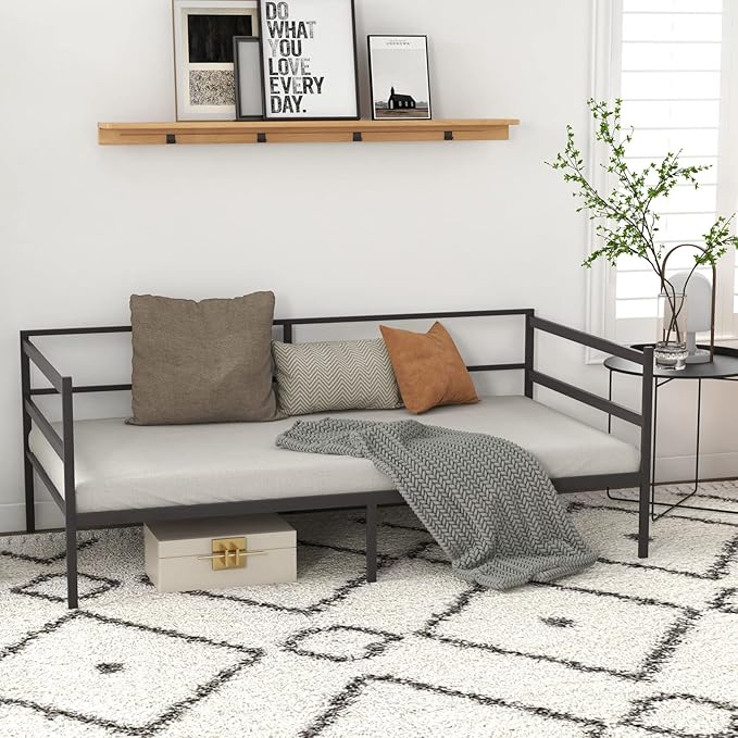 Giantex Metal Twin Daybed Frame, Day Bed w/Heavy-Duty 16 Slats Support & 11" Storage Clearance, Space Saving Sofa Bed for Living Room, Guest Room, Easy Assembly, No Box Spring Need, Black