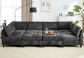 Luxe Oversized Modular Sectional Sofa, Modern Chenille Convertible Sleeper Sofa with Storage Ottoman, Comfy Deep Seat U-Shaped Cloud Couch for Living Room（Dark Grey，6-Seater + 2 * Ottoman + Tea Tray）