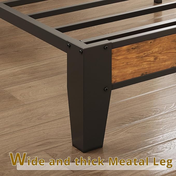 ANCTOR Twin XL Bed Frames, Storage Headboard with Outlets, Easy to Install, Sturdy and Stable, No Noise, No Box Springs Needed - Perfect for a Good Night's Sleep