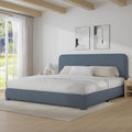 BarnFurin Boucle Upholstered Bed Frame King Size/Cloud Bed Frame/Soft Rounded Corners Headboard/Low Profile/No Box Spring Needed/Non-Slip and Noise-Free/Blue