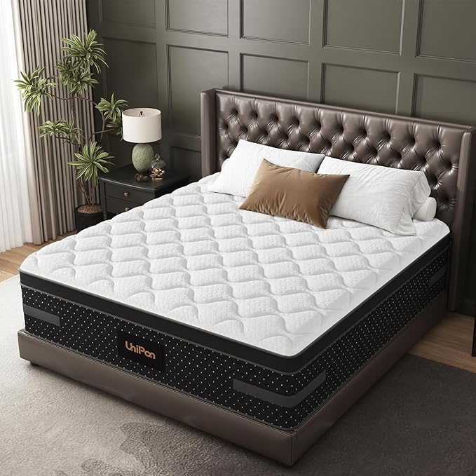 Firm Full Size Mattreses, 12 Inch Breathable Hybrid Bed Mattresses for Side & Back Sleepers, Lumbar and Shoulder Support, Motion Isolation Pressure Relief, Fiberglass-Free