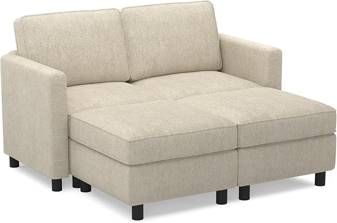 Belffin 58.3" Modular Sectional Sofa 4 Seats Sleeper Sofa Washable Sectional Couches for Living Room Comfy Couches with Storage Seat Couch Sofas with Chaise,Beige