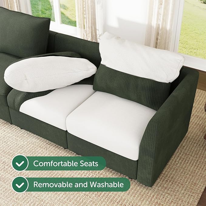 HONBAY Modular Sofa Sectional Sleeper Couch with Storage Seat Reversible Sectional Sleeper Couch Modular Sofa - Green