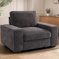 TEKAMON 45" Accent Chair with Seat Storage, Oversized Single Sofa Chair, Modern Chenille Fabric Armchair for Living Room/Office with Deep Seat, Wide Armrests, Side Pockets, USB, WashableCovers(DkGrey)