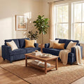 YOUDENOVA 2 Piece Set Comfy Sofa Couch, Loveseat Sofa * 2 with Deep Seats, Modern Sleeper Couch for Living Room, Navy Chenille