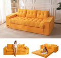 MAXYOYO Convertible Sofa Bed, Pull Out 3 Seater Sleeper Sofa, 2 in 1 Folding Couch Bed, Fold Out Floor Couch with Pillows for Living Room Bedroom, Orange