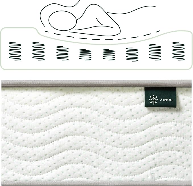 Zinus 8 Inch Foam and Spring Mattress, Twin, CertiPUR-US Certified Foams, Mattress in A Box, White