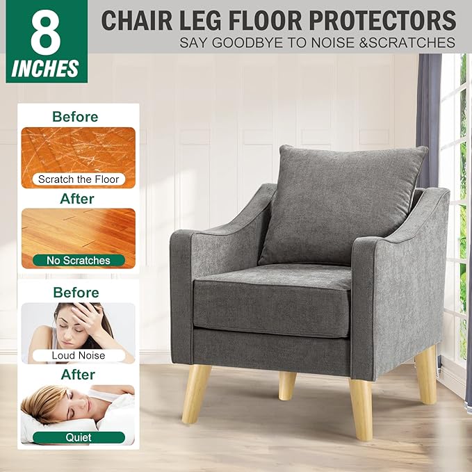 FoDau770 Rubber Wood Furniture Legs 8 Inches, Slant Tapered Wood Feet Mid Century Sofa Legs Set of 8, 5/16" UNC Furniture Feet Replacement Parts for Cabinet Couch Dresser Chair Ottoman Table