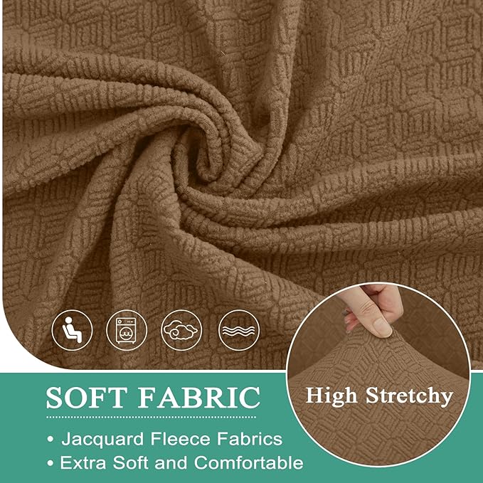 Waterproof Reclining Sectional Couch Covers Washable L Shaped Couch Cover for Sectionals Recliner Sofa Covers Stretch Corner Recliner Slipcovers(Additional Seat Cover, Light Brown)