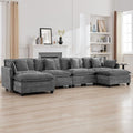 147'' Sectional Cloud Deep Seat Couch, Oversized Chenille U Shaped Sectional Sofa for Living Room Set, Comfy Upholstered Modular Sectional Sofa Couch with 2 Movable Ottoman, Grey
